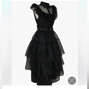 NWT DOSE black Wednesday Raven gothic tulle angel linked dress